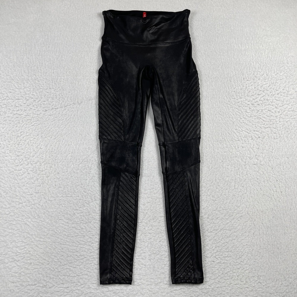 Spanx Leggings Womens Small Black Faux Leather Moto Career Casual Everyday Pant